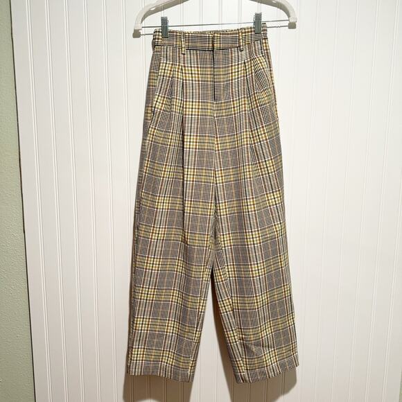 Urban Outfitters Arlo Plaid Pleated Pants Pull On Size XS - Picture 2 of 7